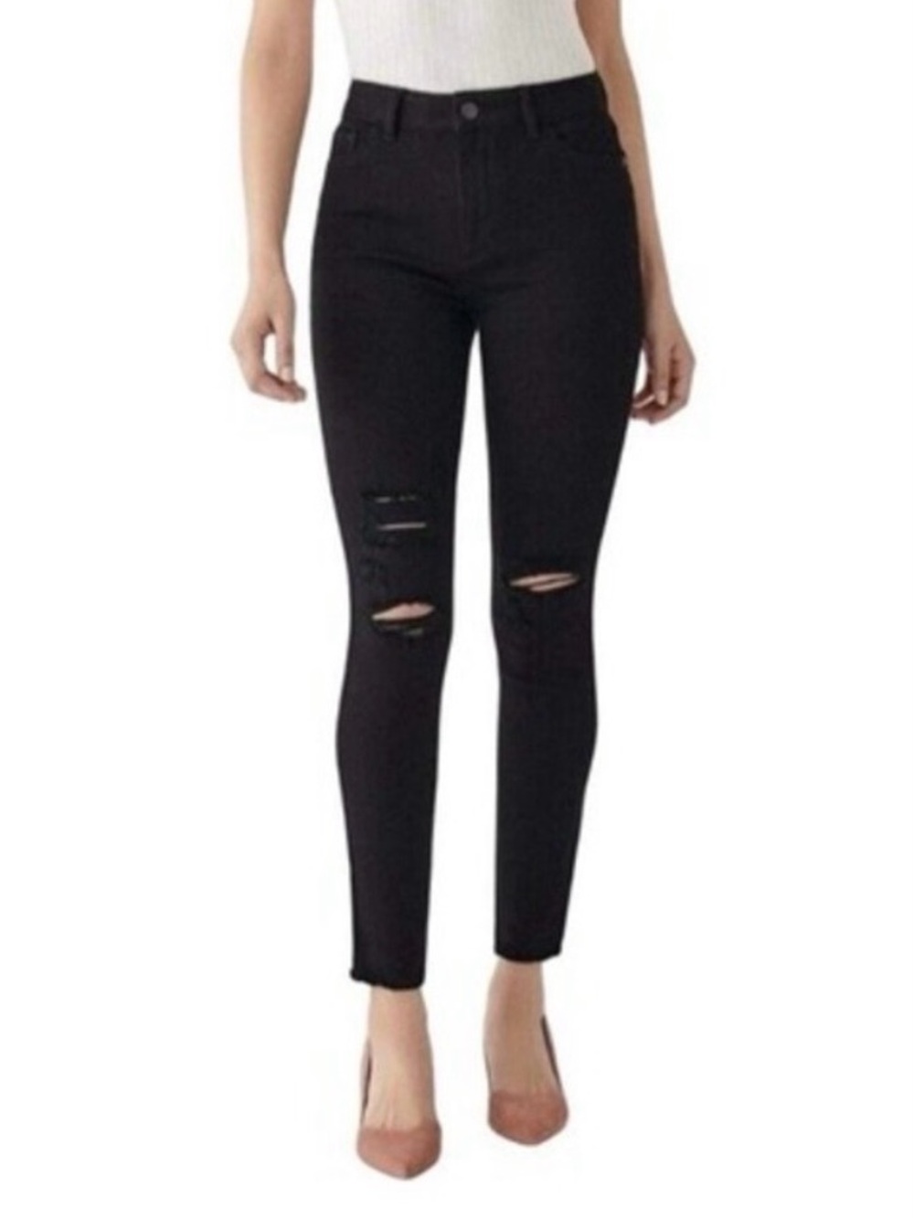 DL1961 FARROW ANKLE HIGH RISE INTRASCULPT SKINNY DISTRESSED RAW HEM SIZE 29
